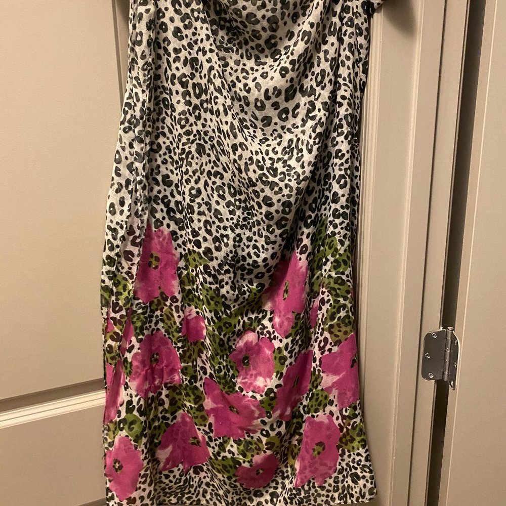 Floral Scarf - white, black, and pink